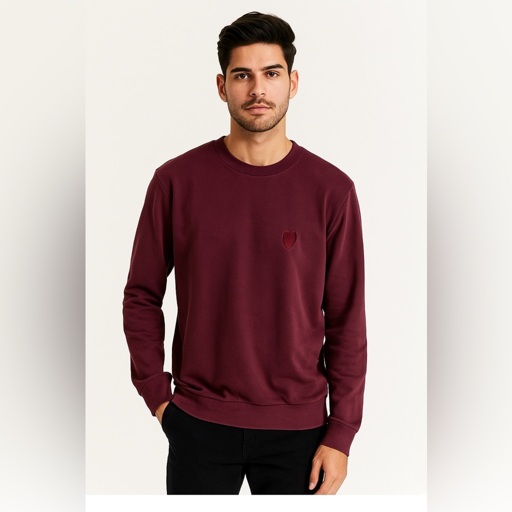 Heart Patch Comfort Plum Mens Sweatshirt